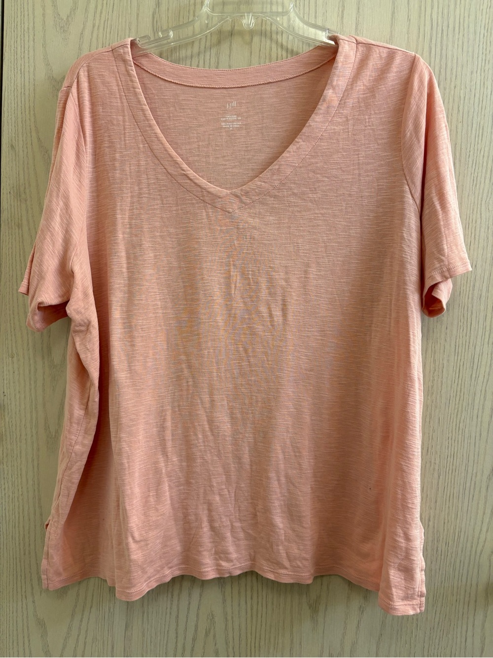 J. Jill Slub V-Neck Tee in Peach